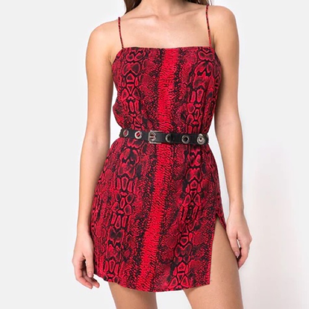 DATISTA SLIP DRESS IN RED SNAKE